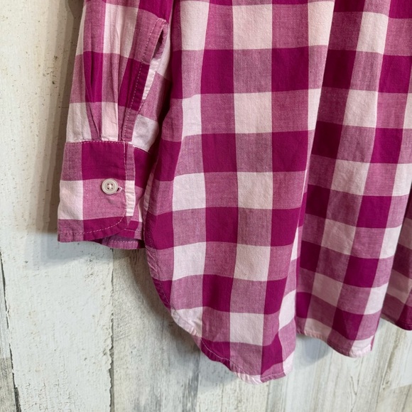 Anthropologie Maeve The Bennet Buttondown Shirt Pink Buffalo Check Size L - Picture 6 of 11